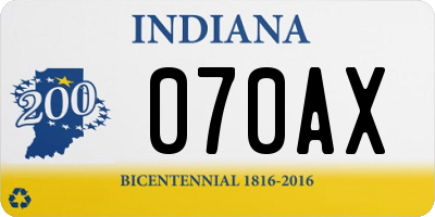 IN license plate 070AX