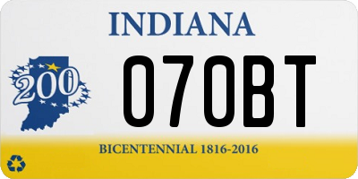 IN license plate 070BT