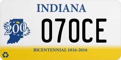 IN license plate 070CE