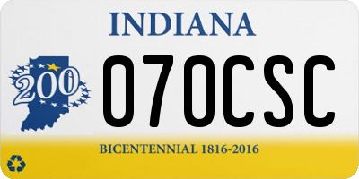 IN license plate 070CSC