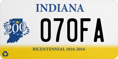 IN license plate 070FA