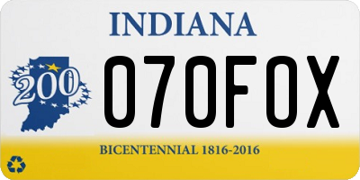 IN license plate 070FOX