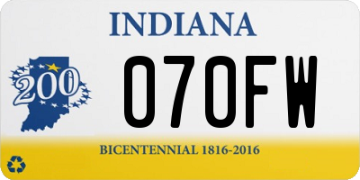 IN license plate 070FW