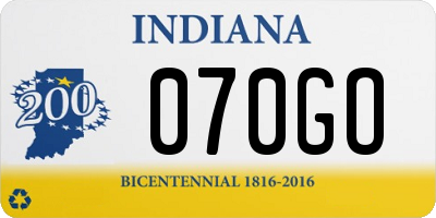 IN license plate 070GO