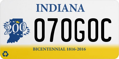 IN license plate 070GOC