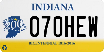 IN license plate 070HEW