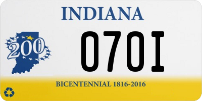 IN license plate 070I