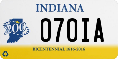 IN license plate 070IA