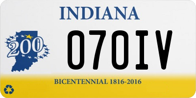 IN license plate 070IV