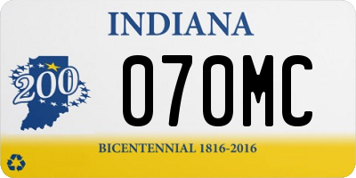 IN license plate 070MC