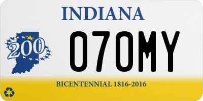 IN license plate 070MY