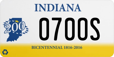 IN license plate 070OS