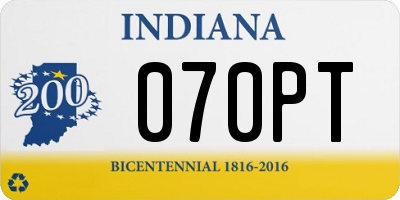 IN license plate 070PT