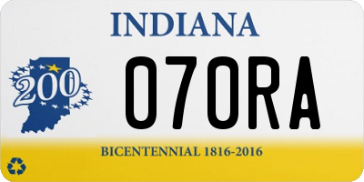 IN license plate 070RA