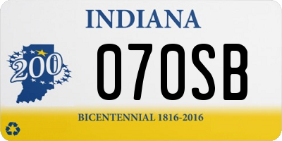 IN license plate 070SB