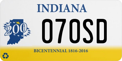 IN license plate 070SD