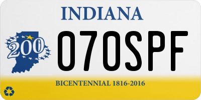 IN license plate 070SPF