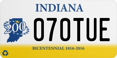 IN license plate 070TUE