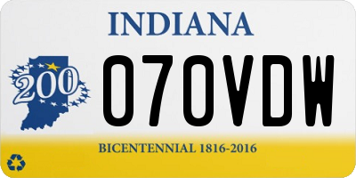 IN license plate 070VDW