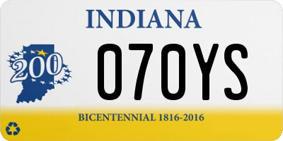 IN license plate 070YS