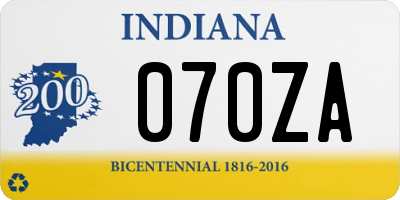 IN license plate 070ZA