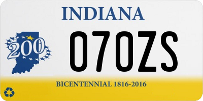 IN license plate 070ZS