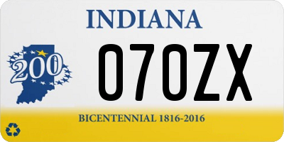 IN license plate 070ZX