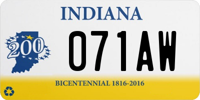 IN license plate 071AW