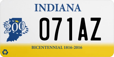 IN license plate 071AZ