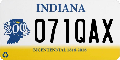 IN license plate 071QAX