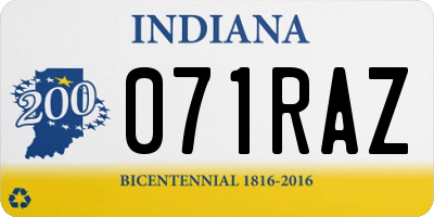 IN license plate 071RAZ