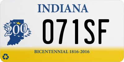 IN license plate 071SF