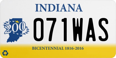 IN license plate 071WAS