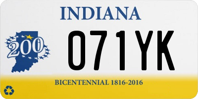 IN license plate 071YK