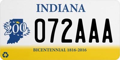 IN license plate 072AAA
