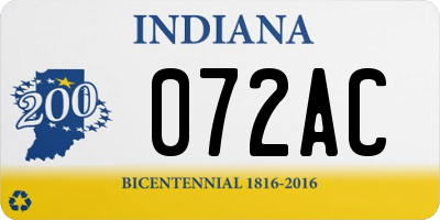 IN license plate 072AC