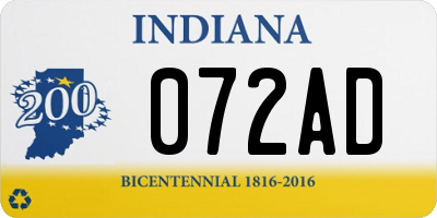 IN license plate 072AD