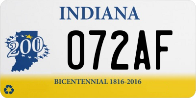 IN license plate 072AF