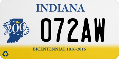 IN license plate 072AW