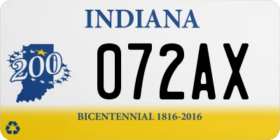 IN license plate 072AX