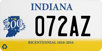 IN license plate 072AZ