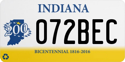 IN license plate 072BEC