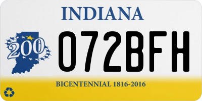 IN license plate 072BFH