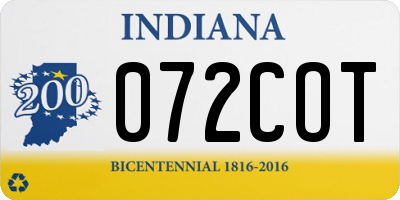 IN license plate 072COT