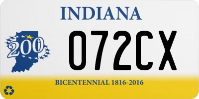 IN license plate 072CX