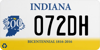 IN license plate 072DH