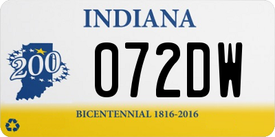 IN license plate 072DW