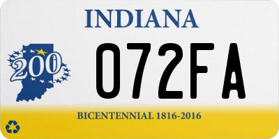 IN license plate 072FA