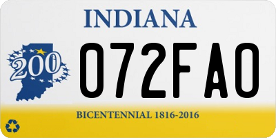 IN license plate 072FAO