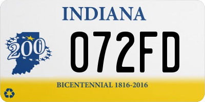 IN license plate 072FD
